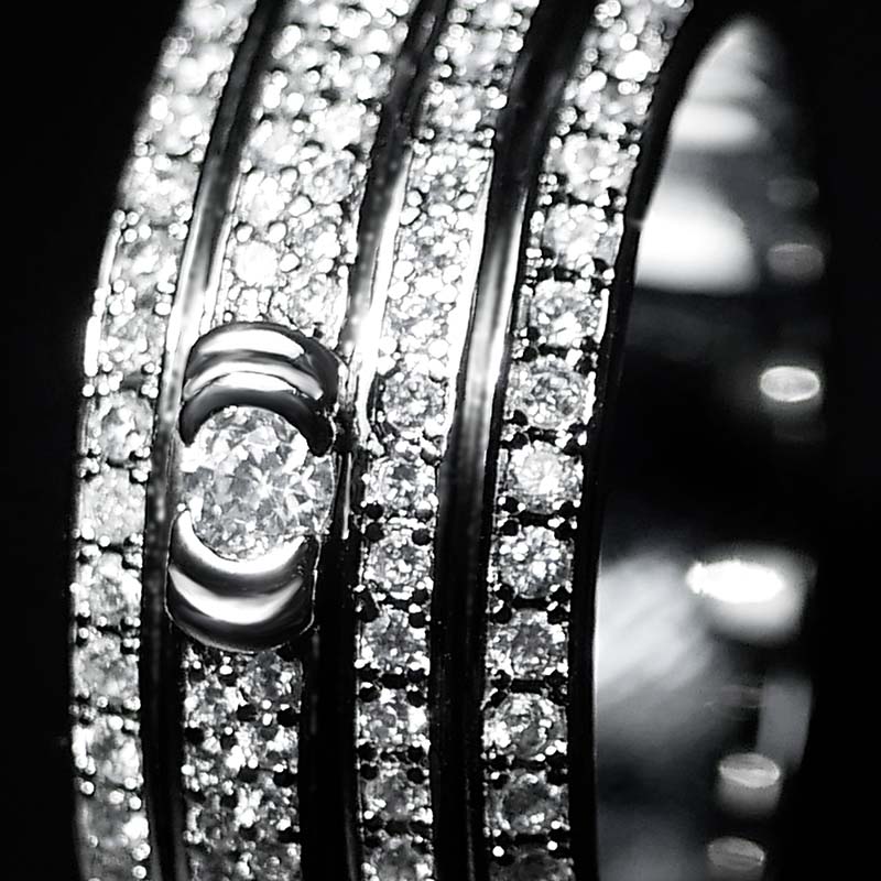 Close shot of Iced Out Asymmetry Spinner Fidget Ring WG
