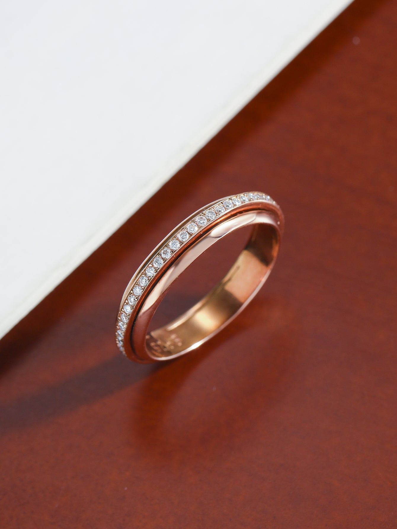 Moissanite Skinny Fidget Spinner Ring for Women - Meditation Gift for Her