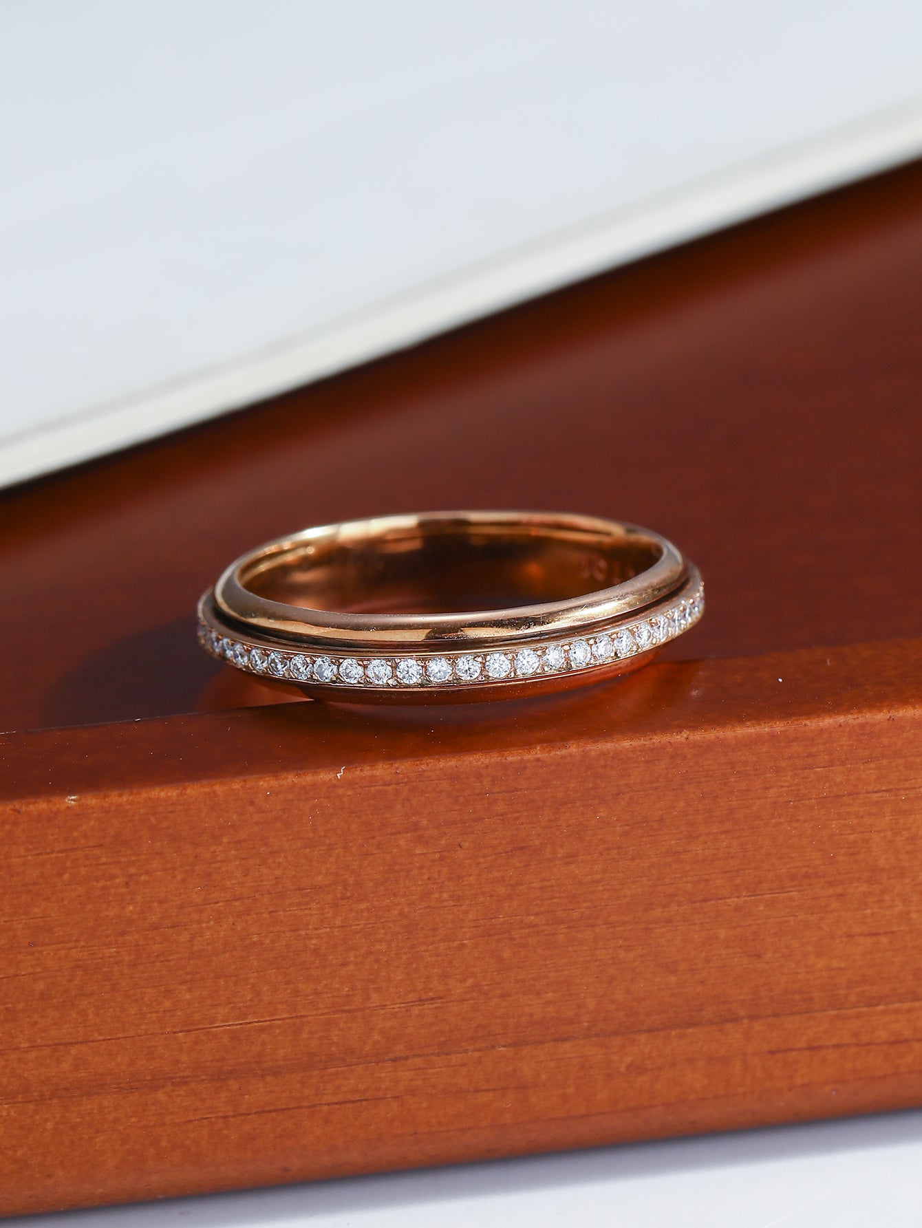 Moissanite Skinny Fidget Spinner Ring for Women - Meditation Gift for Her