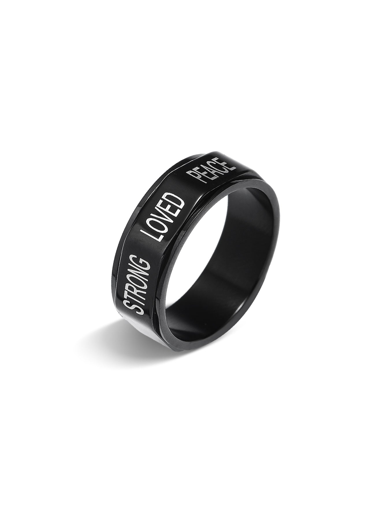 This black encouragement spinner ring in the white background
