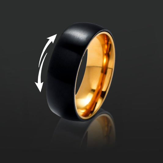 Black Gold Spinner Fidget Ring  with the spinner icon - stress relief ring for men