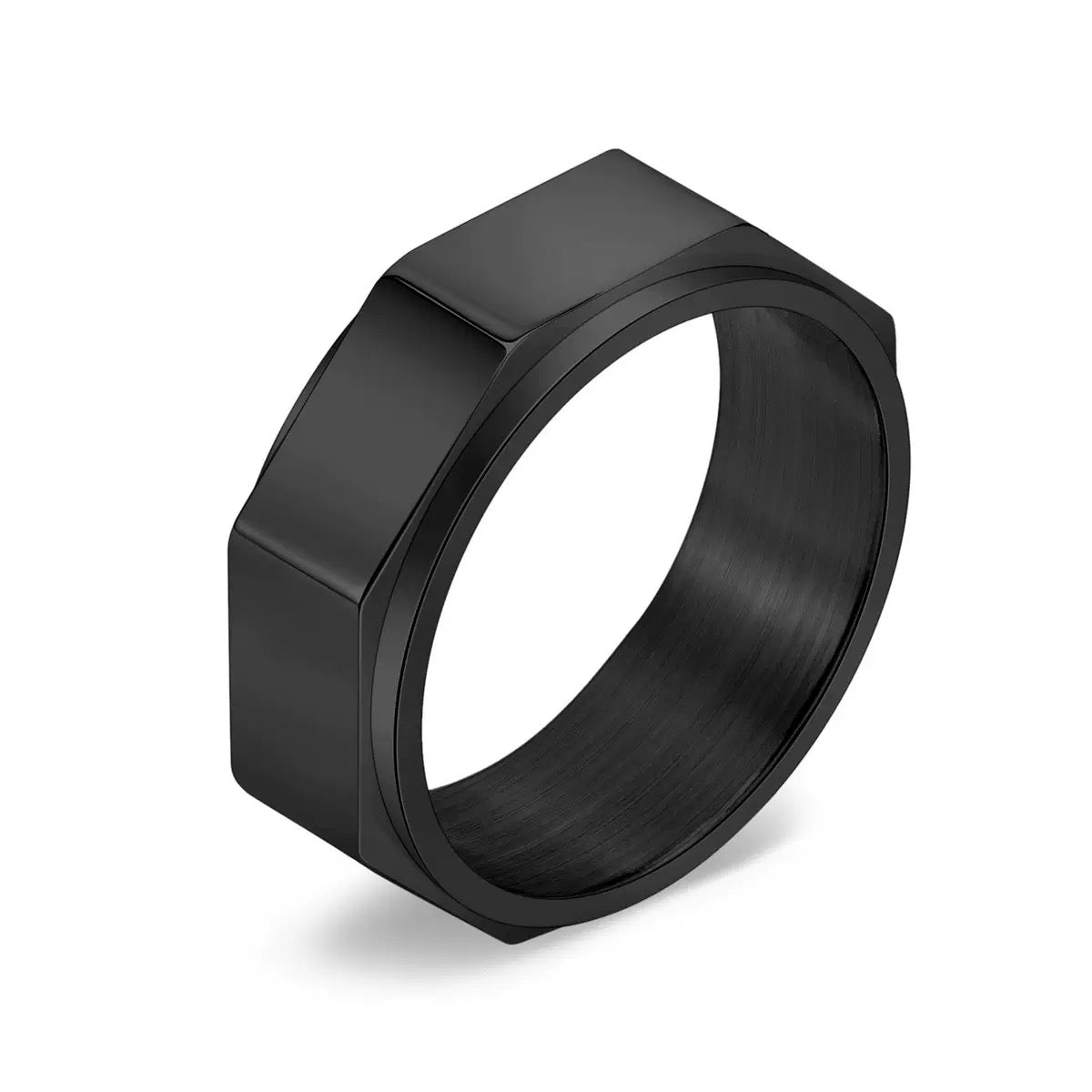 this pure octagon spinner ring in black