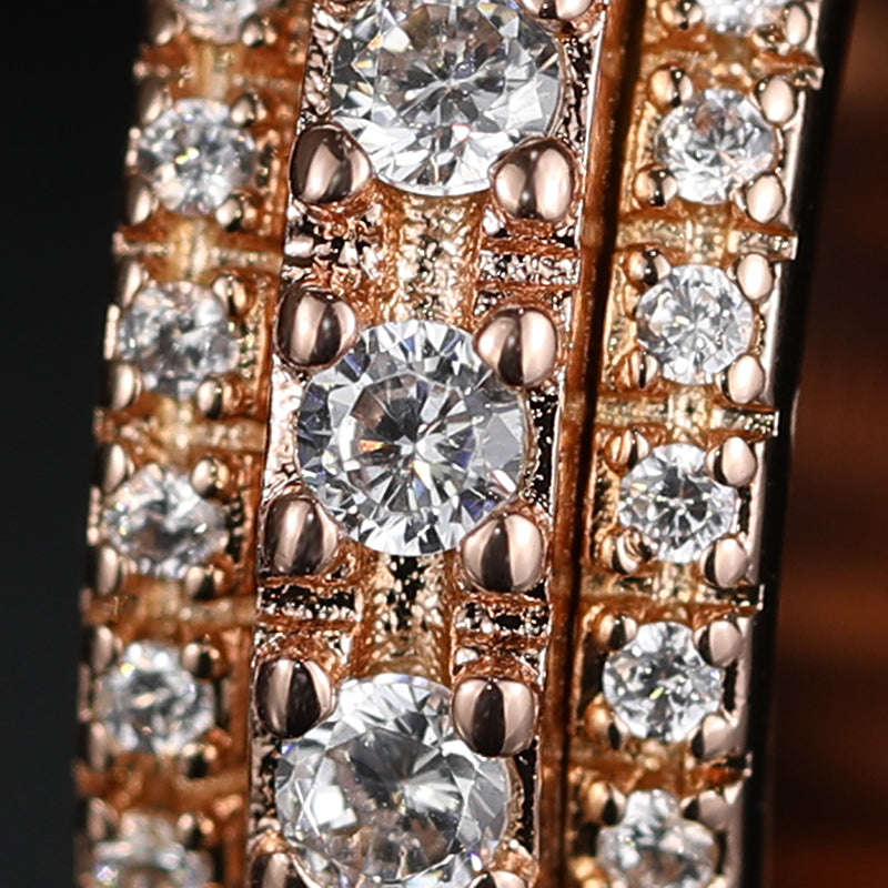 Close shot of this Iced Out 3-Row Spinner Ring RG 