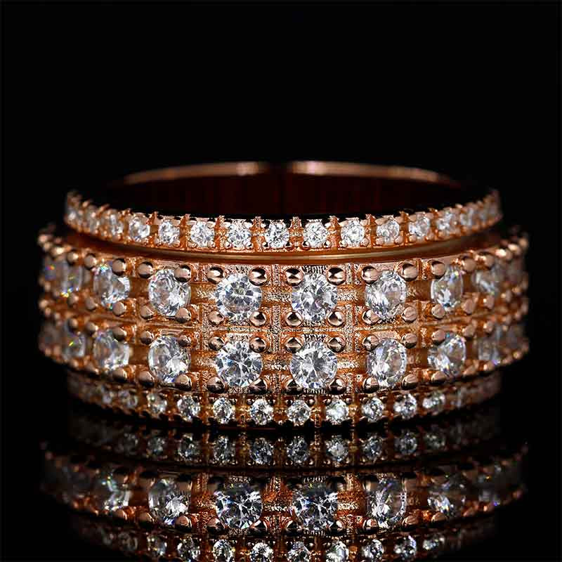 Flat view of Iced Out 4-Row Spinner Ring RG