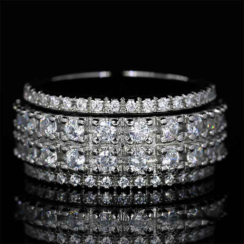 Flat view of Iced Out 4-Row Spinner Ring WG