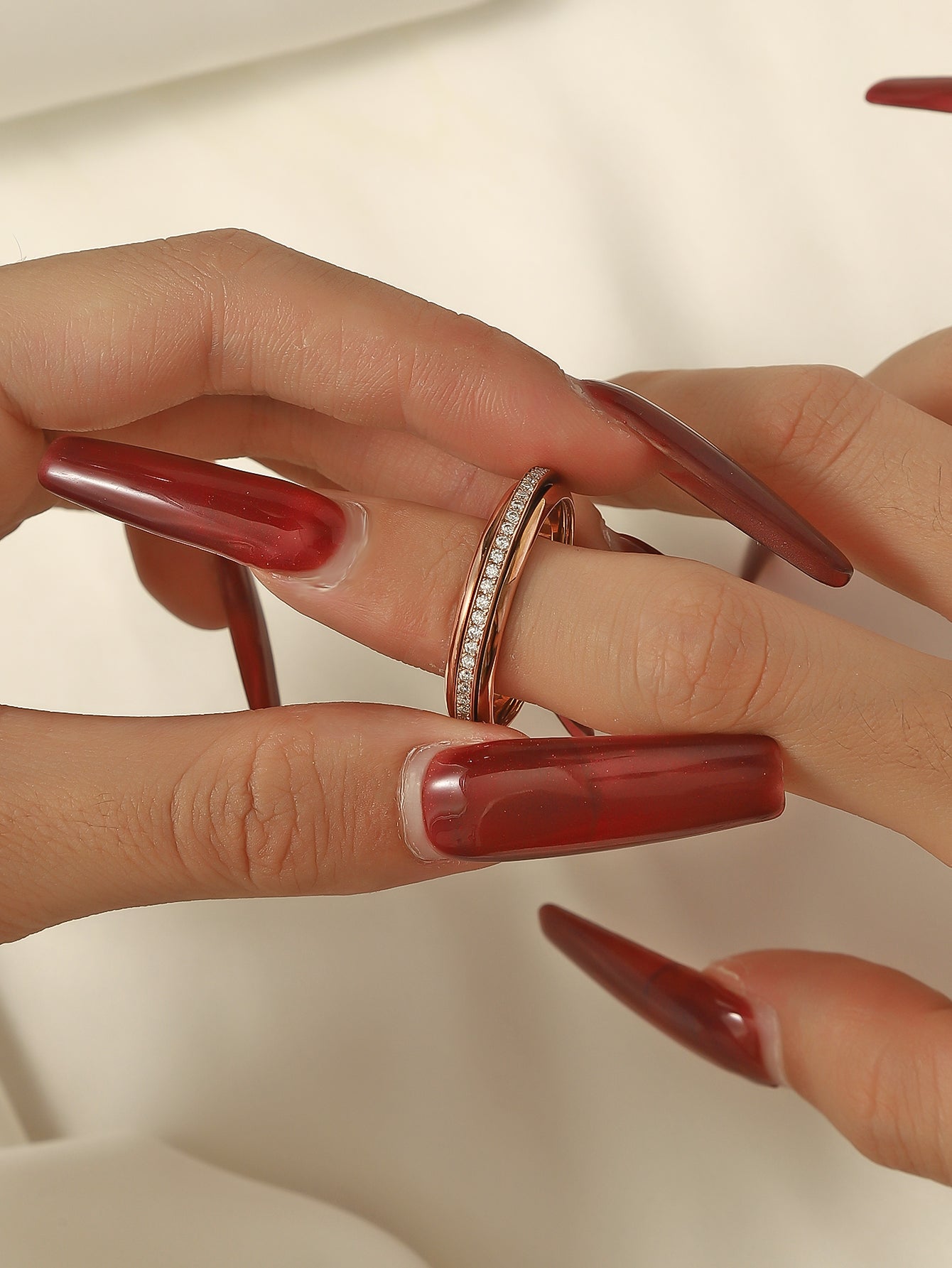 Moissanite Skinny Fidget Spinner Ring for Women - Meditation Gift for Her