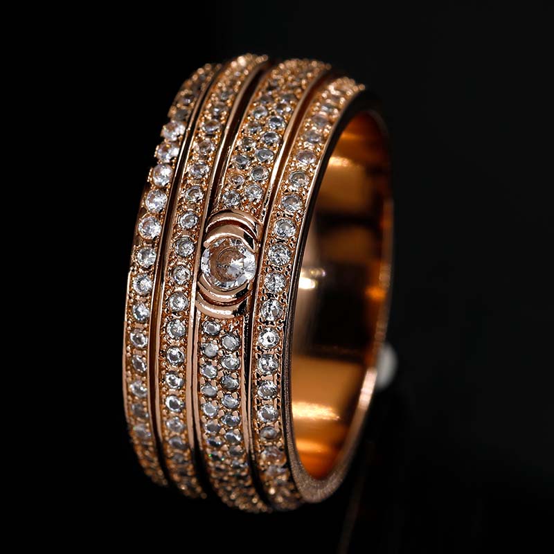 Left side of Iced Out Asymmetry Spinner Fidget Ring RG
