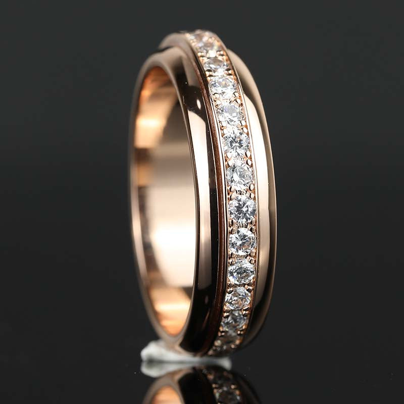 Moissanite Spinner Fidget Ring(Rose Gold finish) Procduct Photo