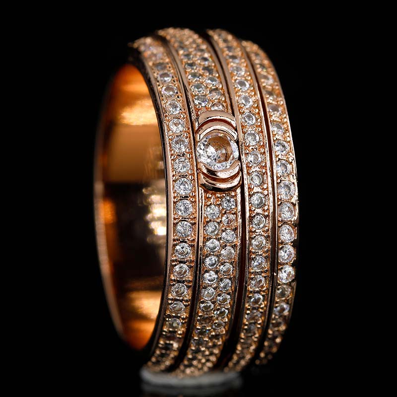Right side of Iced Out Asymmetry Spinner Fidget Ring RG