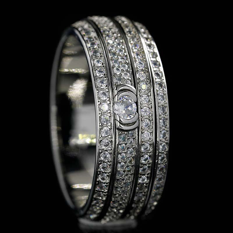 Right side of Iced Out Asymmetry Spinner Fidget Ring WG