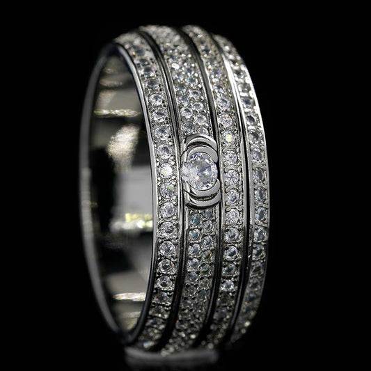 Right side of Iced Out Asymmetry Spinner Fidget Ring WG