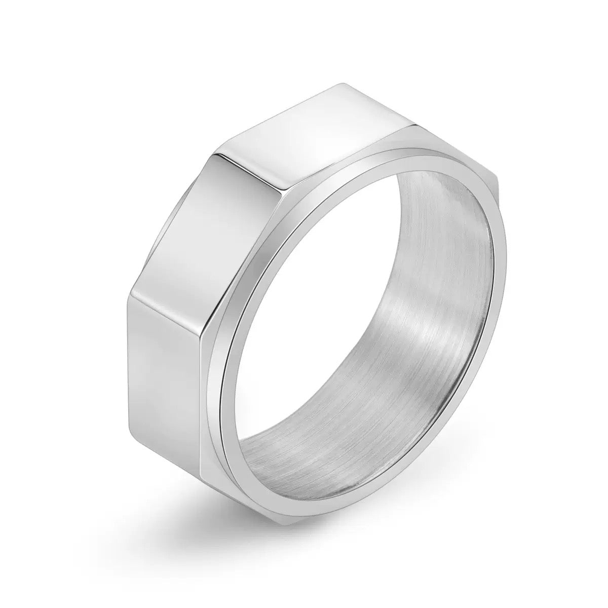 this octagon spinner ring in silver